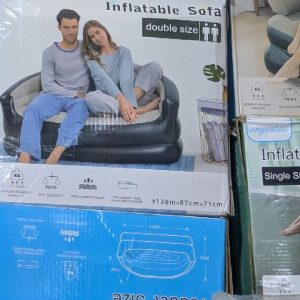 Inflatable double sofa with foot pump, inflatable couch for two