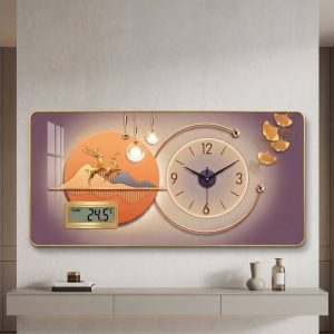 30by60cm Acrylic Frame Wall Clock with Digital Display