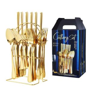 24pcs gold cutlery set