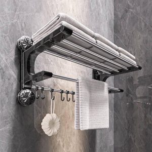 Multi Pole Bathroom Towel Drying Rack Punch Free