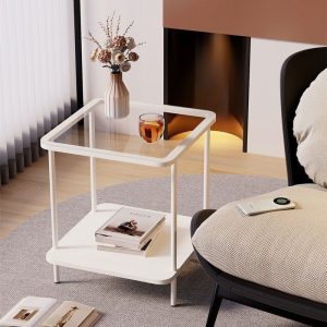 Side Stool With Glass top