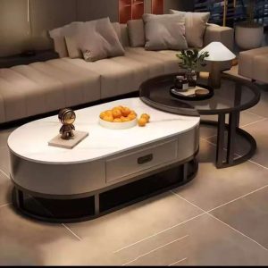 A + B Marble and Glass Luxury Center Table