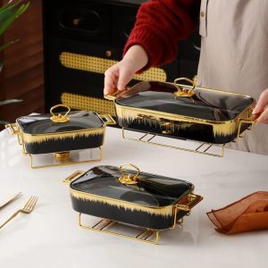 Luxury 3in1 ceramic food warmer casserole dish set ....